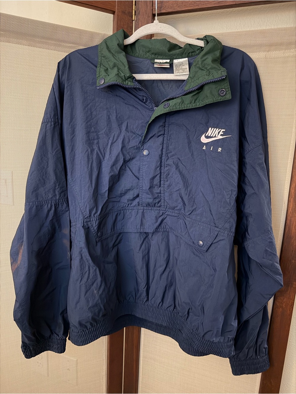 Nike Navy and Dark Green Pullover Windbreaker Jacket
